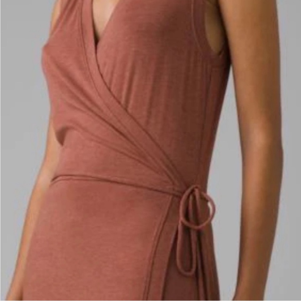 PRANA dress mock wrap Foundation terra stretchy cotton mix jersey M - Picture 8 of 12